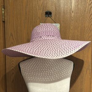 ODiva Women Wide Brim Boho Straw Hat For Summer, Lavender